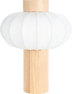 Zdjęcie produktu dla BELIANI Lampa stołowa jasnobrązowa drewniana podstawa nylonowy klosz nowoczesna do salonu biura
