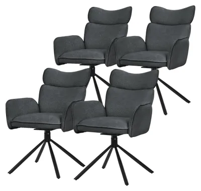 4er-Set Drehbare Esszimmerstühle, Anthrazit, Stoff, Armlehnen