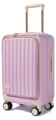 Immagine prodotto di Valigia - Trolley - Bagaglio a mano - Valigia con rotelle - Valigia espandibile - Rosa chiaro, 50 cm (20 pollici) - Valigia rigida in policarbonato