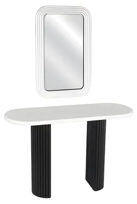 Produktbild von Weiße Konsole mit Spiegel aus Holz im eleganten Stil