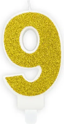 Produktbild von Zahlenkerze Gold, glitzernd, 7cm, Zahl 9