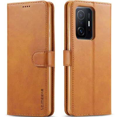 Obrázek produktu pro Pouzdro pro Xiaomi 11T / 11T Pro, kožené flipové pouzdro s magnetickým uzávěrem a stojánkem, ochranné pouzdro Žluť