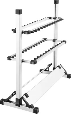 Produktbild von Rutenständer - Rutenhalter - Freistehend - Kapazität 24 Ruten - Aluminiumlegierung - Rillendurchmesser 4,5 cm - 71,5×31×70 cm - Weiß