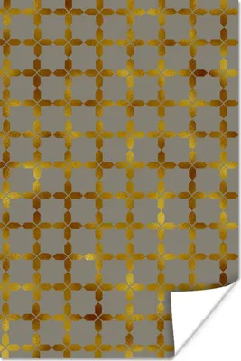 Produktbild von MuchoWow® Poster Muster - Gold - Grau - Linie 20x30 cm - Papierdruck