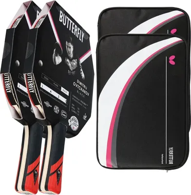 Produktbild von Butterfly 2x Dimitrij Ovtcharov Black Tischtennisschläger + 2x Tischtennishülle Drive Case II