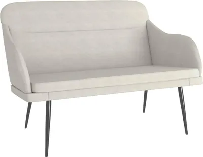 A product shot of a cream-colored bench.