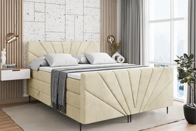Produktbild von ALTDECOR Boxspringbett mit Schwarz Füßen, Matratze und Lattenrost, Topper, Fußteil, Polsterbett mit Bettkasten, Bett mit Stauraum H3- und H4- Matratze -MILTIO-FC-Z KING-140x200 - Beige Casablanca