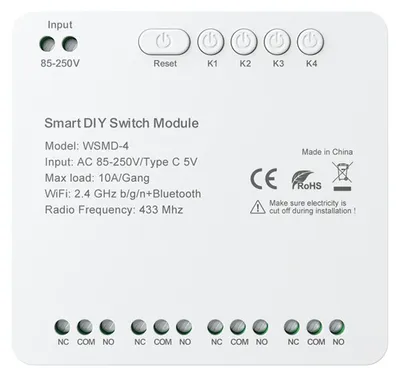 Image de Relais Avatto Wsmd-4 Wi-Fi Bluetooth, 4 canaux, 250V