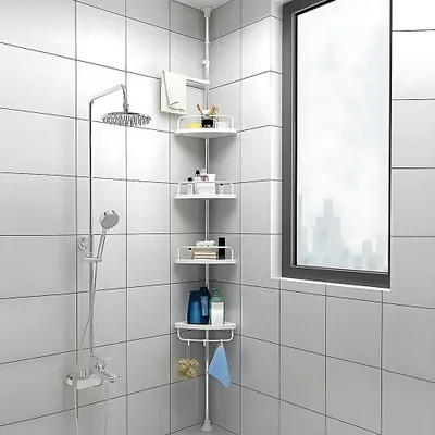 Produktbild von Teleskopische Badregale, Eckduschrack ohne Bohren, Badezimmer-Organizer, Küche, Spüle, verstellbar von 105 cm