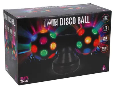 Obrázek produktu pro Hračka Party Time Disco Ball – dvojitá diskokoule 10 cm s LED osvětlením