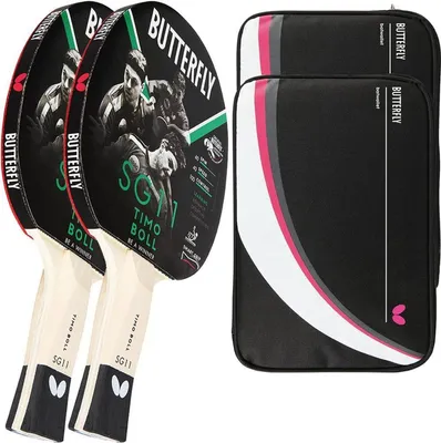 Produktbild von Butterfly 2x Timo Boll SG11 Tischtennisschläger + 2x Tischtennishülle Drive Case II