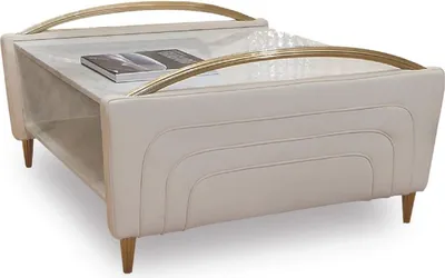 Produktbild von Casa Padrino Luxus Couchtisch Weiß / Elfenbeinfarben / Gold - Quadratischer Wohnzimmertisch mit italienischem Carrara Marmor und Echtleder - Wohnzimmer Möbel - Luxus Qualität -  Italy