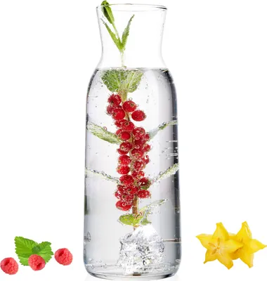 Produktbild von PLATINUX Karaffe aus Glas 1000ml (max. 1130ml) Wasserkaraffe Glaskanne Wasserkrug Getränkekaraffe Groß Kanne 1L