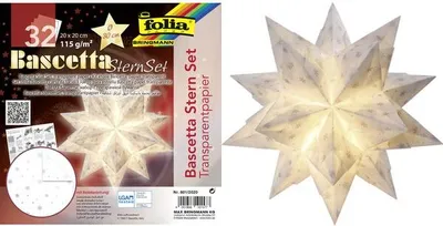 Produktbild von folia Faltblätter Bascetta-Stern "Transparentpapier", weiß