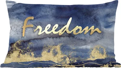 Produktbild von MuchoWow® Zierkissen Sofakissen Wohnzimmer Dekokissen 60x40 cm Zitat - Freiheit - Gold - Schwarz - Kopfkissen - Polster mit Foto