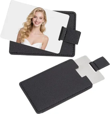 Produktbild von Taschenspiegel 2 Stücke, 11 x 6,4 x 0,3 cm, rechteckig, Edelstahl, für Handtasche