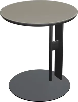 Productafbeelding van Famanu bijzettafel in C-vorm - Leerlook oppervlak - Metalen frame - 46 cm - Zwart/Grijs