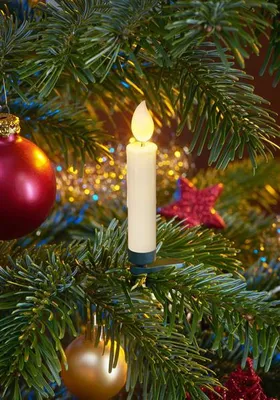 Produktbild von 10 Flammeneffekt LED-Weihnachtsbaumkerzen mit 3D-Flamme in Wachsoptik