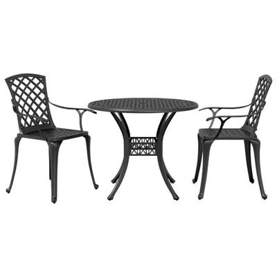 Image de Ensemble de bistro 3 pcs noir aluminium coulé