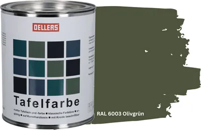 Produktbild von OELLERS 2in1 Tafellack RAL 6003 Olivgrün Matt 1L Tafelfarbe Schultafelfarbe Schultafellack