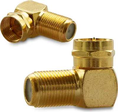 Produktbild von Sat Winkel Stecker F-Winkelstecker Winkel 2x Stecker Adapter Kupplung Vergoldet