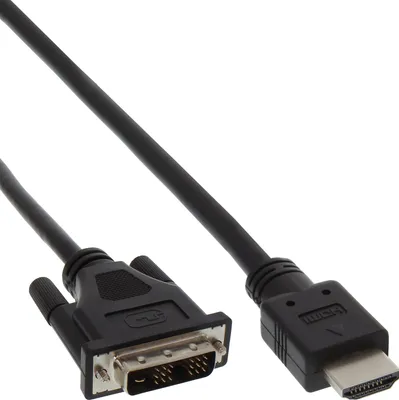 Produktbild von InLine HDMI-DVI Adapterkabel, HDMI Stecker auf DVI 18+1 Stecker, 2m, 2 m, HDMI Typ A (Standard), DVI, Stecker, Stecker, Gerade