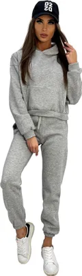 Immagine prodotto di Tuta da jogging da donna, tuta sportiva per il tempo libero con cappuccio, grigio L/40