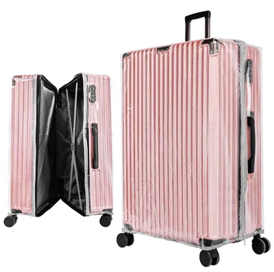 Imagen del producto de Funda para maleta con cremallera, impermeable, de 24 pulgadas, funda protectora transparente de PVC para maletas