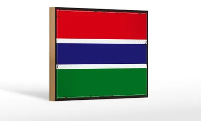 Produktbild von Holzschild Flagge Gambias 18x12cm Retro Flag of the Gambia Dekoration