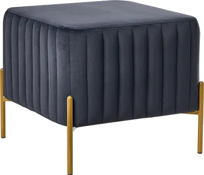Produktbild von BELIANI Hocker Schwarz Samt mit Goldenen Metallbeinen 47 x 47 cm Quadratisch Glamouröser Stil Sitzhocker Fußhocker Wohnzimmer Flur