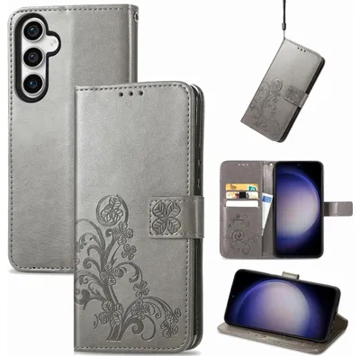 Produktbild von Mobigear Clover Hülle für Samsung Galaxy S23 FE – Klapphülle/Geldbörse – Grau