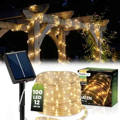 Produktbild von LUMILED Solar Lichterschlauch Außen 12m 100 LED Warmweiß 3000K 8 Modi IP44 wetterfest Solarbetrieben Lichtschlauch Lichterkette Garten Balkon Terrasse Weihnachten Hochzeit Dekoration