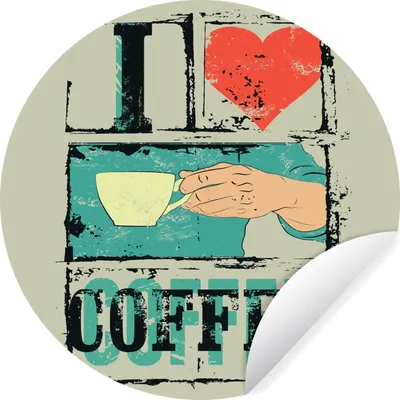 Produktbild von MuchoWow® Runde Wandtattoo - Wandsticker Tapete Aufkleber Kaffee - Zitate - Vintage - Ich liebe Kaffee - Sprichwörter Ø 80 cm Selbstklebend und Repositionierbar - Wandaufkleber - Kreis - Mauerkreis - Wand Bilder - Wandsticker - Wohnzimmer Dekoration - Dekoration für die Wände - Aluminium - Babyzimmer