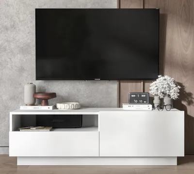 Zdjęcie produktu dla Szafka RTV Loft Stojąca / Wisząca Biały MAT Komoda RTV Szuflada 120 cm