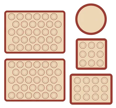 5er-Set Silikon-Backmatten, antihaftbeschichtet, 2 groß + 3 klein, bis 260 °C