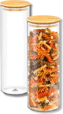 Immagine prodotto di Set da 2 barattoli di vetro Wilmax da 2000 ml con coperchio in bambù WL-888510/A2