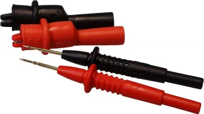 Produktbild von PeakTech MKS-10 Prüfspitzensatz – 4 mm Bananenstecker, 1 mm Prüfspitze, Krokodilklemmen, CAT I/III – Zubehör für Multimeter & Messtechnik