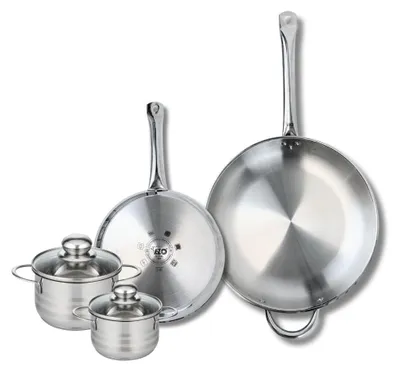 Image de Ensemble de 2 Poêles de cuisson 24 et 32 cm et 2 faitouts 12 et 14 cm Elo Profi Brillant