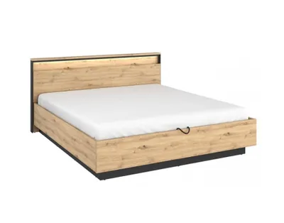 Produktbild von MIRJAN24 Bett 160 Quant QS-02 mit Bettkasten, Lattenrost mit Metallrahmen und zwei Gasdruckfedern (Farbe: Artisan Eiche / Artisan Eiche + Schwarz)