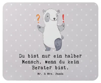 Produktbild von Mr. & Mrs. Panda Mauspad Berater Herz - Grau Pastell - Geschenk, pc, Beruf, notebook, laptop, Mousepad, Witzig, Spruch, Mouse Pad, Lustig, Finanzberater