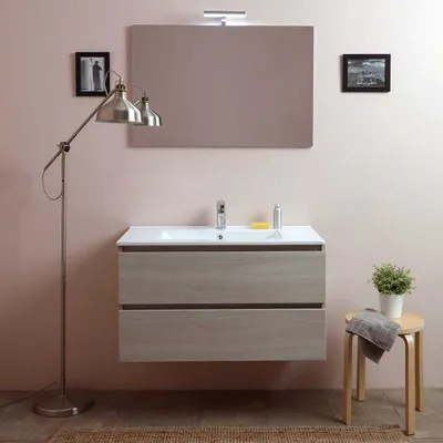 Produktbild von 90cm Holzoptik-Badezimmermöbelset zur Wandmontage | Berlin