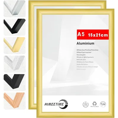 Productafbeelding van Fotoframe DIN A5, 14,8x21 cm, goudkleurig metaal, set van 2