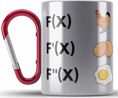 Produktbild von Trendation - Mathematik Lehrer Edelstahl Tasse Karabiner Ableitung Lustiges Mathe Geschenk Mathelehrer (Rot)