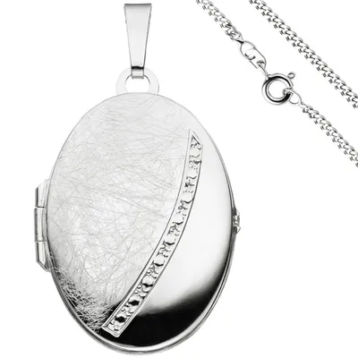 Produktbild von JOBO Medaillon oval Anhänger zum Öffnen für 2 Fotos 925 Silber mit Kette 60 cm