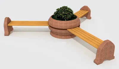 Obrázok produktu pre Casa Padrino parková lavička - 3-miestna mestská lavička s kvetináčom prírodné farby / hnedá Ø 340 cm - Vonkajší a parkový nábytok