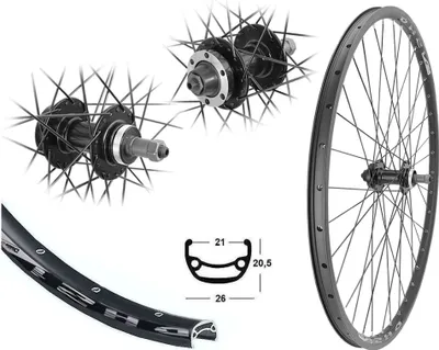 Produktbild von Bärwinkels 26 " Hinterrad Disc MTB für Schraubkranz 6 Loch Scheibenbremse Laufrad schwarz