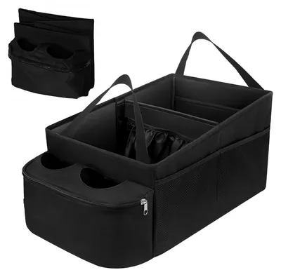 Productafbeelding van Auto-organizer voor achterbank en passagiersstoel, universele stoelopberger met opbergvakken, inklapbaar, waterafstotend, zwart, 27x45x23 cm