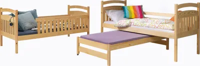 Produktbild von KEF Julia Etagenbett Kinder Etagenbett 3 Personen Holz Kinderbett mit Schubladen ohne Matratze Leiter Links Weiß 80x190 cm