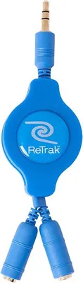 Produktbild von ReTrak EUCABLESPLBU, 3.5mm, Männlich, 2 x 3.5mm, Weiblich, 0,9 m, Blau
