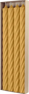 Produktbild von Stabkerzen aus Paraffin, RUSTIC TWIST, 350/28 mm, Senf, WENZEL, Brenndauer ca. 20h, 4 Stück pro Verpackung